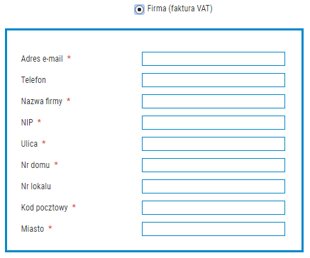 zamawianie kuriera dane do faktury